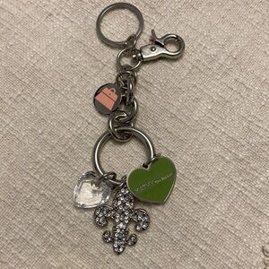 Kathy Van Zeeland Silver and Green Heart Keychain